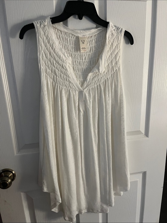 We The Free Tops - We The Free Off White Smocked Yoke Sleeveless Camisole